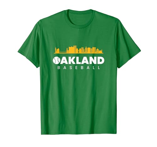 Oakland Baseball Vintage City Skyline Retro Baseball Lover T-Shirt