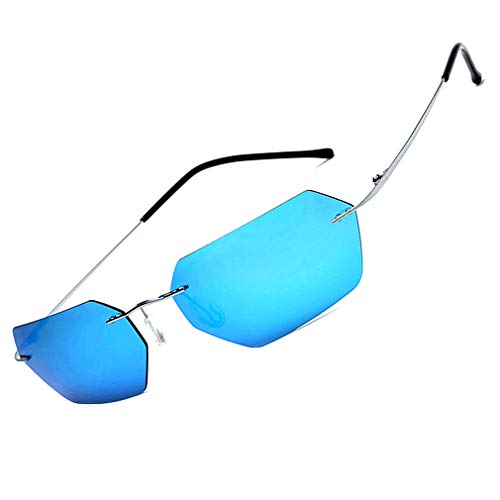 PLOPLO Polarized Titanium Alloy Matrix Square Rimless Sunglasses men Ultralight