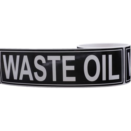 Waste Oil Sticker, 2.25 x 8.25 Inches, Pack of 25, Durable Waste Oil Stickers for Fuel Tank, Fuel Containers, Pumps, Storage Tanks, Maintains Safety and Efficiency