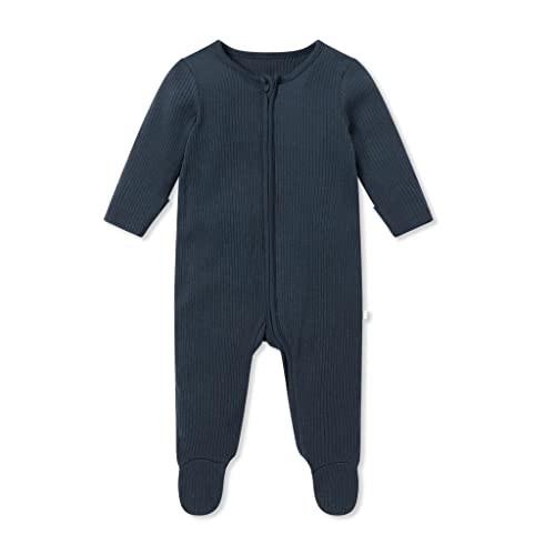 MORI Baby Ribbed Clever Pajamas with Two-Way Zips & Scratch Mitts – Footed Nightwear – Viscose from Bamboo & Cotton