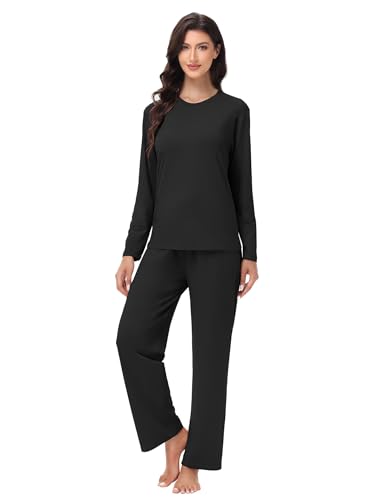 1/3 Pack Women's Pajama Set Long Sleeve Top and Pants Comfy Lounge Sleepwear Set Soft Loungewear Pjs with Pockets2