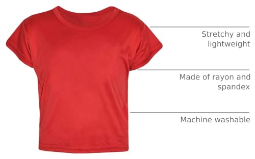 Image of Loxdonz Girls Basic Dance Crop Top Kids Plain Short Sleeve Crop T-Shirt Tees Top