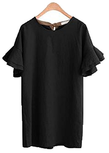 Robe jupe à manches courtes Yalí noir XL vêtement d été fluide