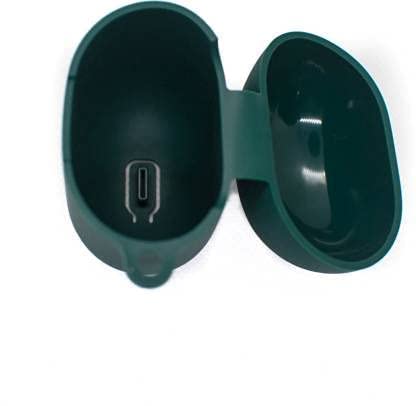 Image of Protective Soft Silicone Case Cover with Hook Compatible with bAot Airdope 381 /383 (Cover Only) (Green)