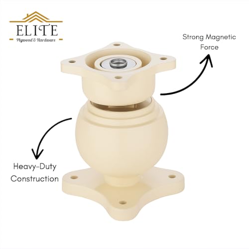 Image of Elite Heavy Duty Wall Mounted Magnetic Door Stopper Catcher, Size 5 Number, for Main Door, Bed Room Door, and All Other Type Doors Protection, Pack of 4 (Ivory)