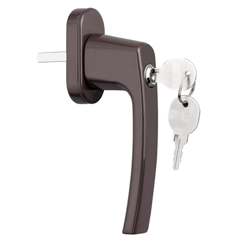 Miniatura 9 de Autoutlet 4x Manijas De Aluminio Para Ventanas, Manijas De Seguridad, Cerradura De Ventana, Dispositivo De Seguridad Para Niños, Manija De Puerta De Balcón De Ventanas Con Llaves Iguales Marrón