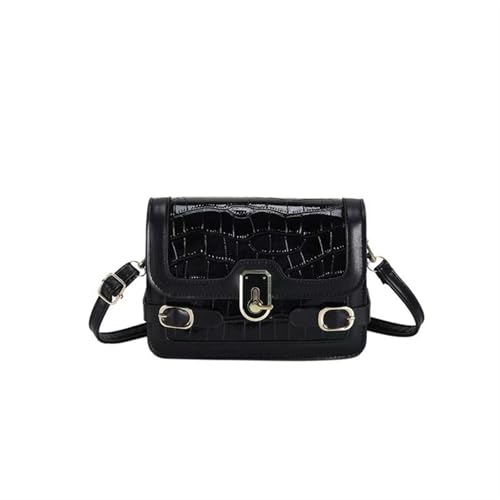 Crocodile Print Shoulder Crossbody Lock Small Square Bag