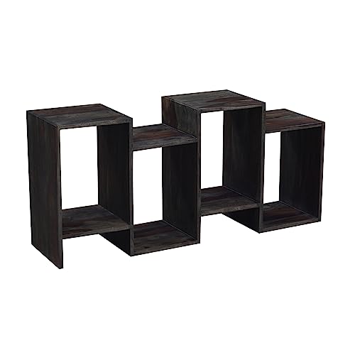 Fall River Contemporary Solid Wood 4-Tier Bookcase Gray Brown Grey Modern Stained Handmade #TOP3