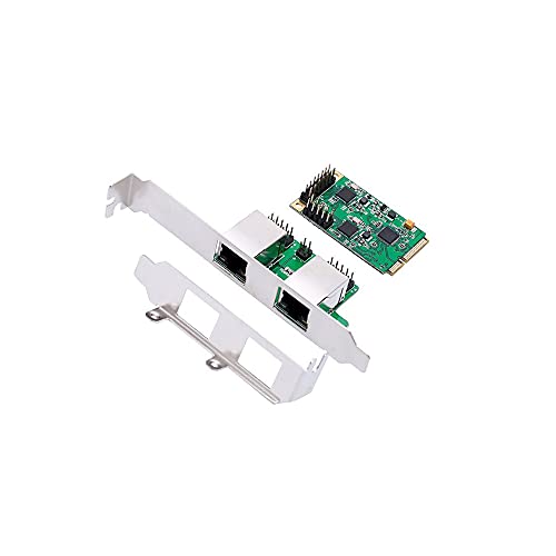 Tarjeta de Red Mini PCI-E a Gigabit Ethernet Dual Puertos 10/100/1000Mbps Adaptador de Red Cableado RJ45 NIC miniatura 1