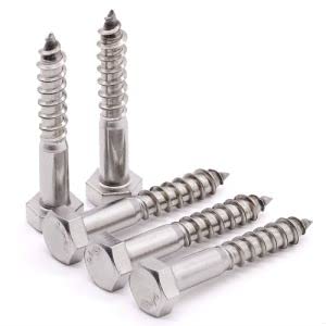 Glvaner M10 x 75mm (8 pcs) Stainless Steel Hex Head Lag Screws, Hexagon Head Wood Screws DIN571, Partial Thread Coverage, Plain Finish