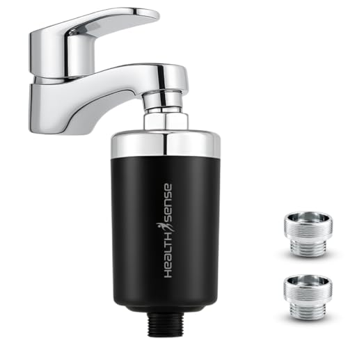 Image of HealthSense Hard Water Softener Filter for Tap, Shower & Kitchen | Shower Filter for Bathroom | 20 Stage Dechlorination System with Activated Carbon & KDF-55 | | 6 Months Cartridge Life | Black