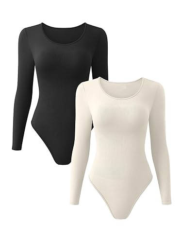 Body pour femmes chic côtelé manches longues coupe ajustée effet seconde peau premium