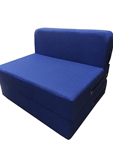 Image of Seater Folding Sofa Set Cum Bed for Home & Living Room | Mattress - Perfect for Guests | Jute Fabric (Royal Blue, 6x6 Feet)