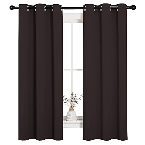Image of NICETOWN Blackout Curtain Panels for Bedroom Window, Triple Weave Microfiber Energy Saving Thermal Insulated Solid Grommet Blackout Draperies and Drapes (1 Pair, 34 inches by 63 Inch, Toffee Brown)