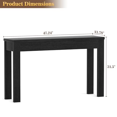 Image of Armocity Console Table, 47 inch Farmhouse Wood Entryway Table, Sofa Tables Narrow Long Behind Couch, Entry Table for Entrance, Hallway, Living Room, Embossed Black