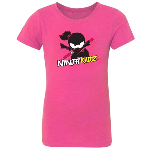 Ninja Kidz Official Original Logo Girls Shirt Dress Your Ninja Kids in Cool Kids Clothes Ninja Shirt Merch & Tee for Girls Raspberry Pink T Shirt Size Youth Small