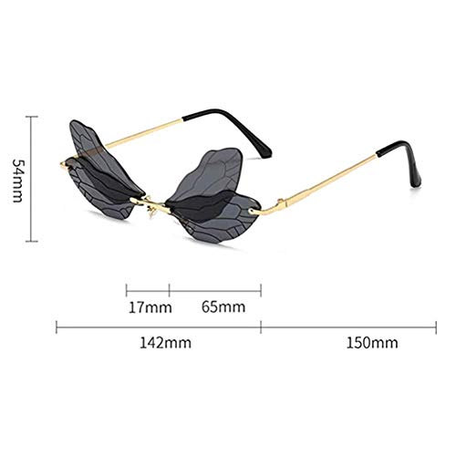 Image of ENTHYI Dragonfly Wing Shape Sunglasses for Women /Men Frameless Irregular Glasses Shades Party Sun Glasses