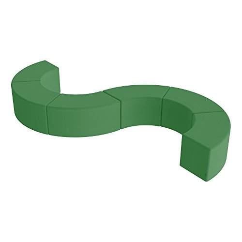 Image of Sprogs 18 inch H Structured S-Curve Stool -Flexible Modular Collaborative Soft Seating for Office, Home, Lounge and School Classrooms with Durable Frame -Green