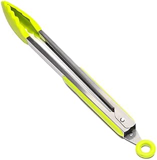 Premium Silicone Kitchen Tongs 30cm / 12 Inch, Non-Slip & Easy Grip Stainless Steel Handle - Smart Locking Clip - Heat Resistant, Food Grade - Handy Utensil For Cooking, Serving, Barbecue, Buffet, Salad, Ice, Oven (Green)