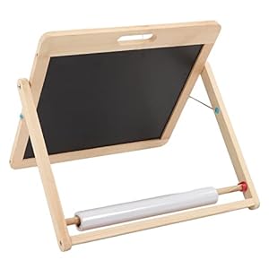 Kids Chalkboard, Childrens Art Easel Pine Wood Material Magnetic Appearance Double Sided Design Flexible Adjustable for Teaching for Birthday Present