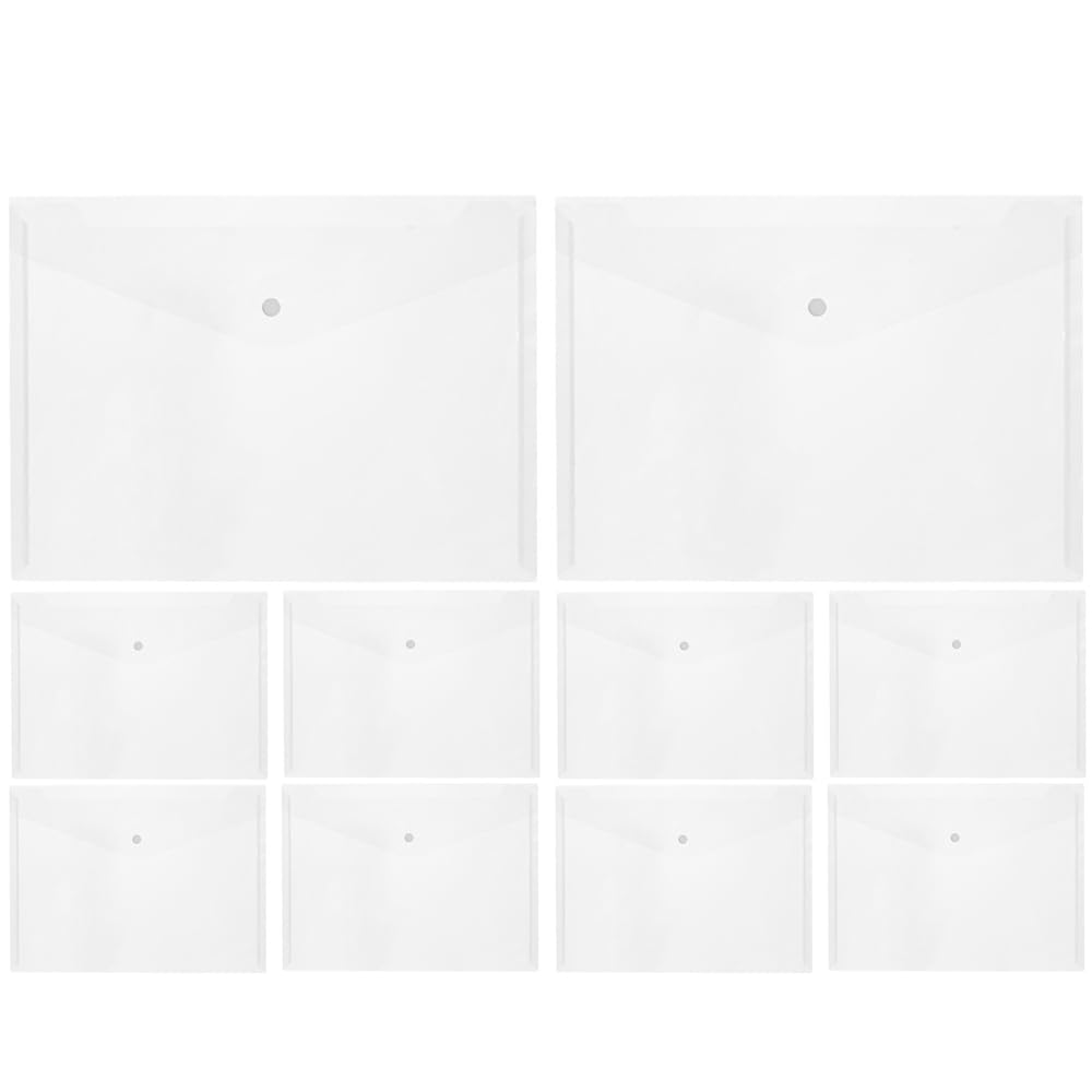 Van Der Linn A4 Plastic Wallet Clear Durable Document Sleeves Paper Organizer (Clear (10PCS))