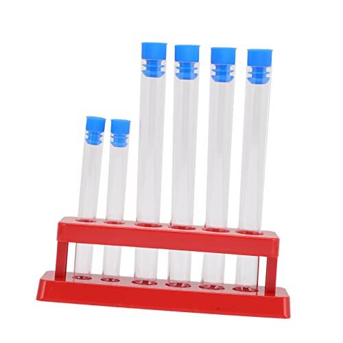 FUNOMOCYA Lab Testing Tube Rack 7pcs Plastic Vials Cork Blue Light for Easy Observation Random Color