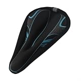 Jotekonoby Funda de asiento para bicicletas de montaña y carretera, sillín de silicona suave y gruesa con gel acolchado, se adapta a 24-28,5 cm de largo x 14-19 cm de ancho, gris (azul)