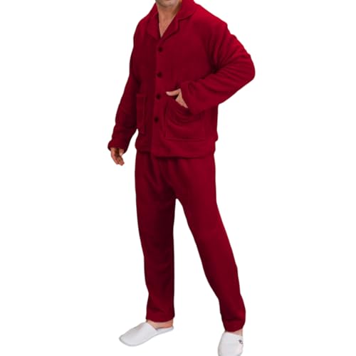 Men's Winter Velvet Pajama Set & Robe, Long Sleeve Sleepwear with Cozy Plush Material