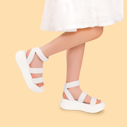 Image of DREAM PAIRS Girls Flatform Wedge Open Toe Platform Summer Sandals with Buckle Ankle Strap for Little Kid /Big Kid