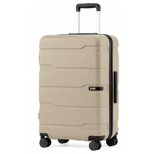 Coolife Medium Checked Luggage Hardside Suitcase with Spinner Wheels, 24in