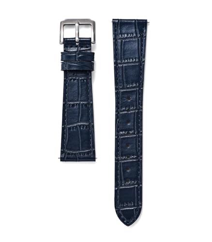 LUGEMA クラシック竹レザーウォッチバンド 16/18/19/20/21/22mm クイックリリース スマートウォッチストラップ メンズ レディース リストバンド(Blue,20mm)