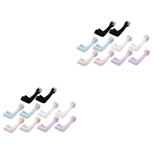 BESPORTBLE 2sets Uv Blocking Cooling Arm Sleeves Stretchy Oversleeve for Men's Sun Protection Breathable Ice Silk Arm Covers 5pairs*2