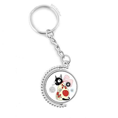 Porte-clés rotatif chat mignon 1,2x3,5 pouces multicolore