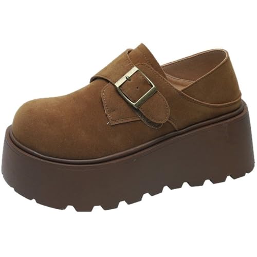 Women's Platform Lug Sole Clogs Chunky Orthopedic Comfort Shoes with Buckle, Soft Suede Loafer Mules for Everyday Wear
