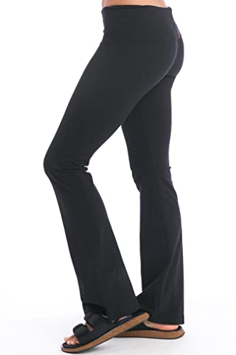 Hard Tail Rolldown Bootleg Flare Pants in Cotton Spandex Black XL 322