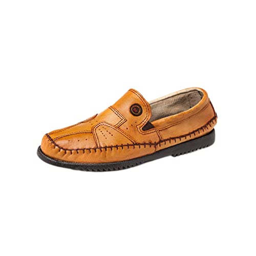 Sapato Casual Mocassim Sapatilha Masculino Confortável Marrom Amarelado (38)