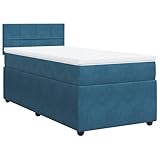 vidaXL Boxspringbett, Einzelbett mit Matratze Matratzenauflage, Bettgestell mit Lattenrost Kopfteil, Polsterbett Bett für Schlafzimmer, Blau 100x200cm Samt