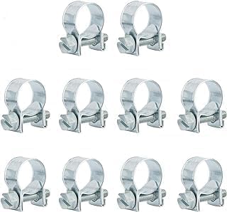 QINALO 10-Pack 24-26mm Mini Hose Clamps, Galvanized Hose Clamps, (Pipe Clamp Diameter 15/16″-1 1/32″), Suitable for Fuel Injection Systems, Hydraulic Lines, Cars, Radiators, Gardens, etc.