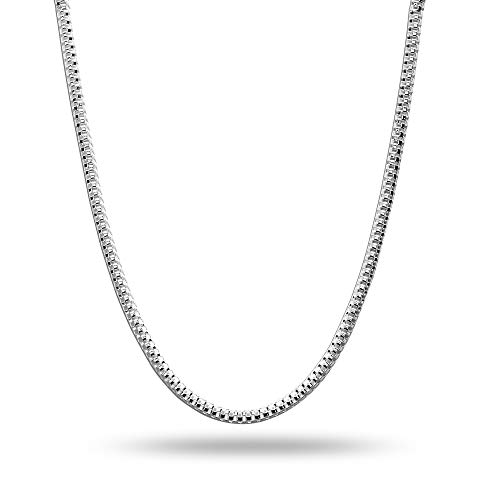 LeCalla 925 Sterling Silver Italian Jewelry 2 MM Popcorn Coreana Chain Necklace for Teen Women and Men (16, 18, 20, 22, 24 Inches)