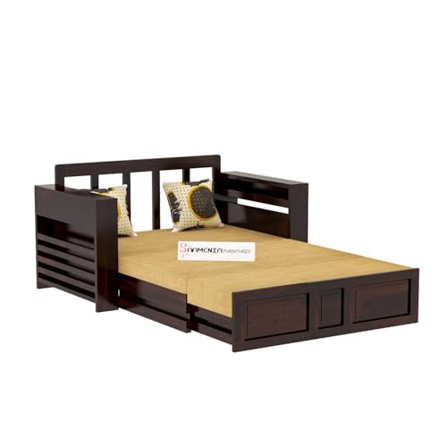 Image of Mamta Furniture Solid Wood Foster 2 Seater Sofa Cum Bed for Living Room | Two Seater Queen Size Sofa Bed for Home | Sofa Com Bed | Sheesham Wood Walnut