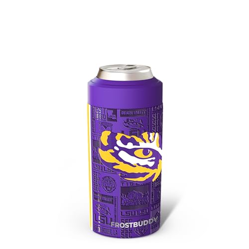 Image of Frost Buddy Universal Can Cooler - Fits 12 & 16 oz (LSU Tigers | 3D) | 20x colder, cold up to 24 hrs | Fits slim cans & bottles | Sleek, lightweight design | No sweat, no condensation