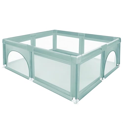 XUANYU - Parque infantil de tela Oxford, centro de actividades para bebé, con barreras y 50 pequeñas bolas, parque infantil para interiores/exteriores (verde 120 x 120 x 66 cm)