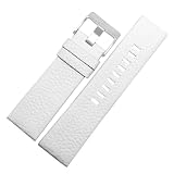 NNEAOTAQQ Cinturino in pelle 22 24mm 26mm 27 28 30mm Cinturino in grana litchi compatibile con cinturino Diesel DZ7256 DZ4344 DZ1657 DZ1206 Bracciale(White silver buckle,26mm)