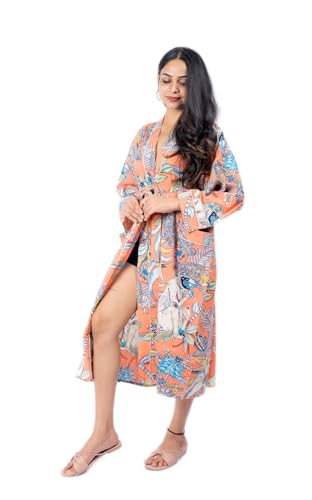 Image of Cotton Women Stylish Printed Kimono, Bath Robe,Night Wear Suit,Swim Wear, Night Dress, Beach Wear