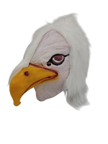 Image of BookMyCostume Jatayu Vulture Gidhh Face Mask for Kids & Adults - Rubber Mask with Faux Fur Hair | Mythological Fancy Dress Accessory | Bird Costume Prop Stage & Fancy Dress Role Play Costumes