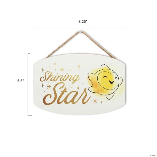 Disney Wish Shining Star Hanging Wood Wall Decor - Adorable Shining Star Sign for Kids' Bedroom or Play Room