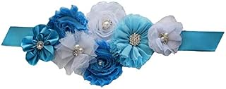 Wedding Bridal Belt Sash Maternity Flower Sash Floral Belt for Dress PTK16-A (Blue)