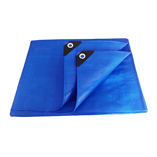 ANSIO Tarpaulin 3m x 3m Water-resistant Tarp Large Camping Cover Sheet – Multipurpose Groundsheet with UV Protection, Weatherproof & Frost-Resistant – Reinforced Eyelets - Blue