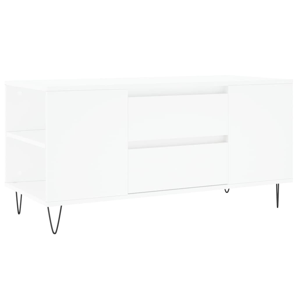 Table basse blanche en bois meuble de salon avec tiroirs et niches