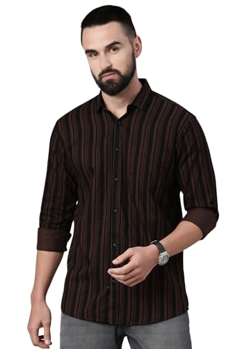 Image of Majestic Man Men's Standard Slim Fit Striped Pure Cotton Casual Shirt